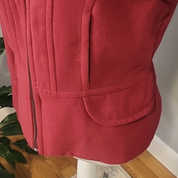 Express Vintage Structured Peplum Lined Zip Front Red Moto Jacket Size M - Picture 6 of 14